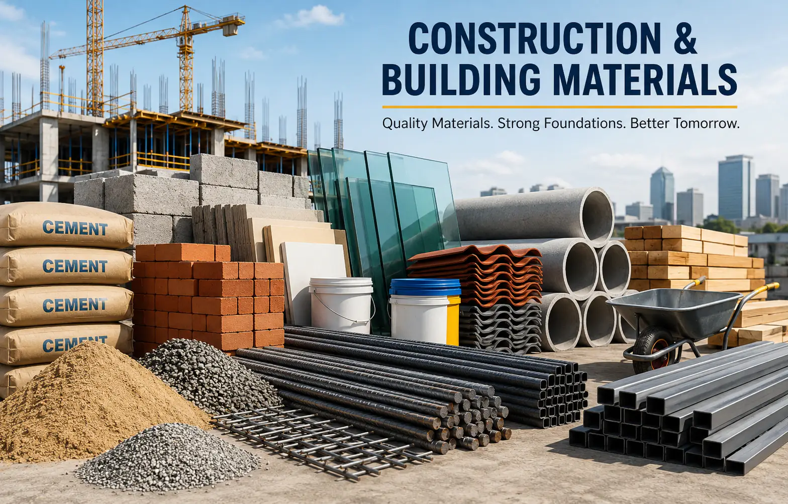Industrial construction materials ready for inspection